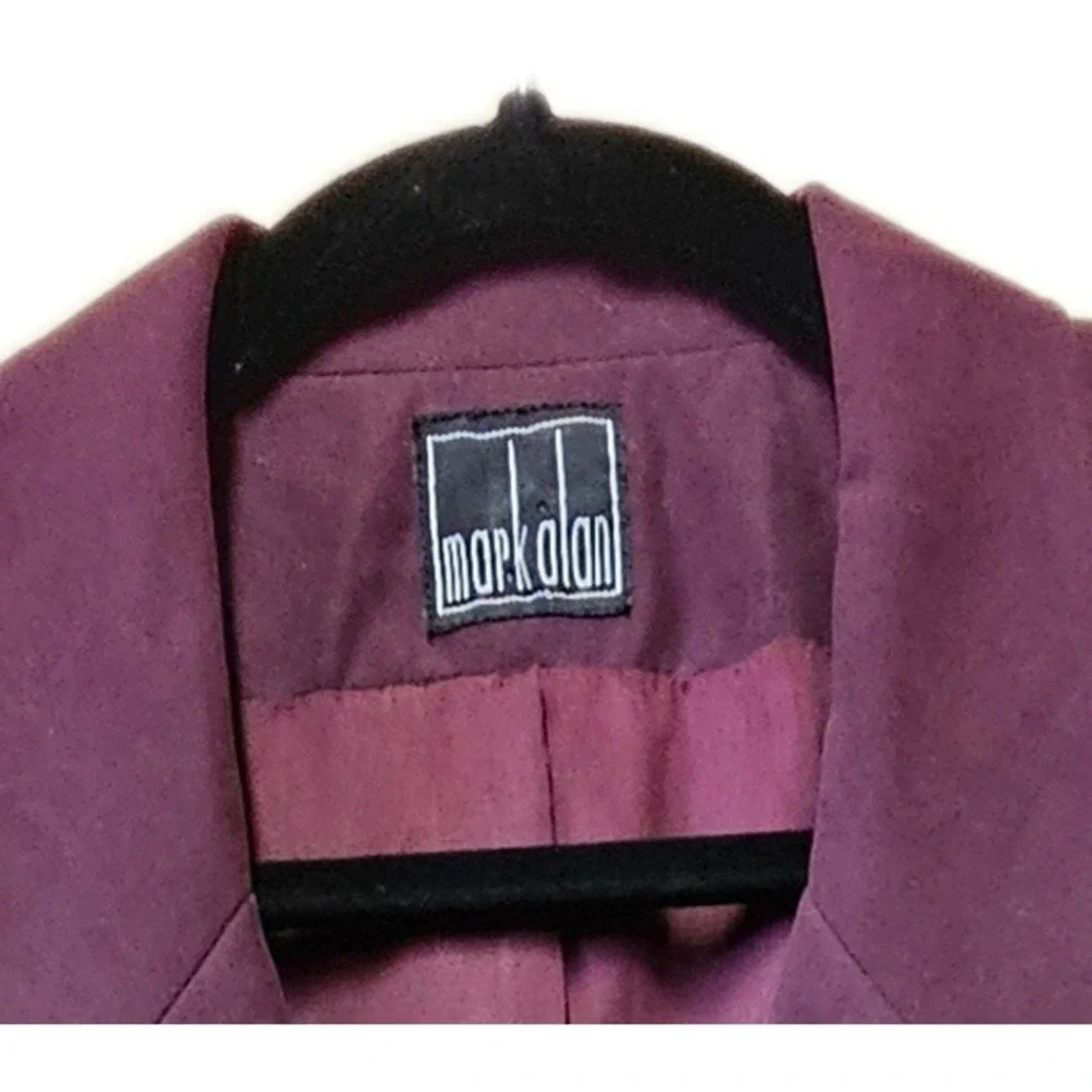 Vintage 90s Mark Alan Women's Burgundy Single Button Notched Lapel Blazer Size 8